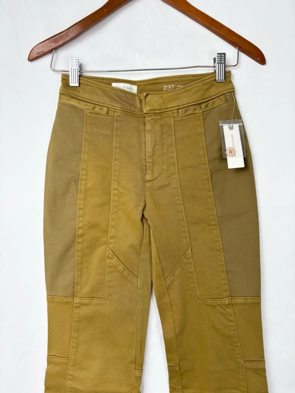 NEW Anthro Pilcro Annika Clean Bootcut Pant Bronze Army Size 23 Tall‎